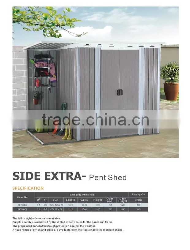 SIDE Extra Pent Roof Metal Shed