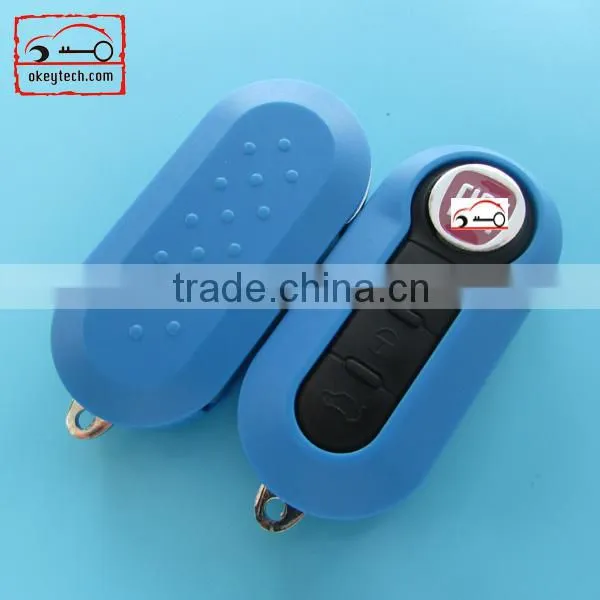 3 button shell key Fiat 500 cover remote key cover Deep blue SIP22 blade for fiat 500 key