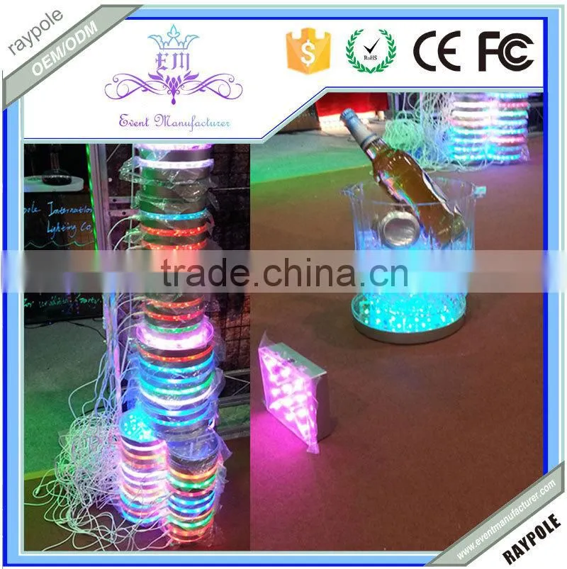 Battery operated under table vase LED centerpiece light base RGB wedding decoration
