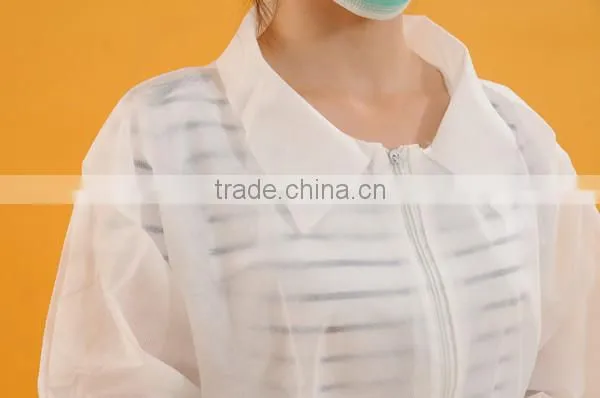 PP whte with zipper doctors lab coat with embroidery