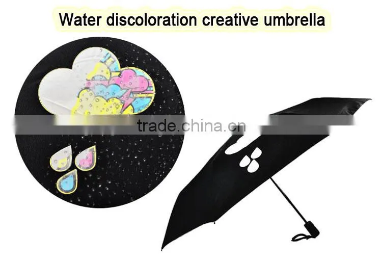 2017 New Beautiful Colorful Butterfly Printing Automatic 3 Fold Colour Changing Portable Umbrella