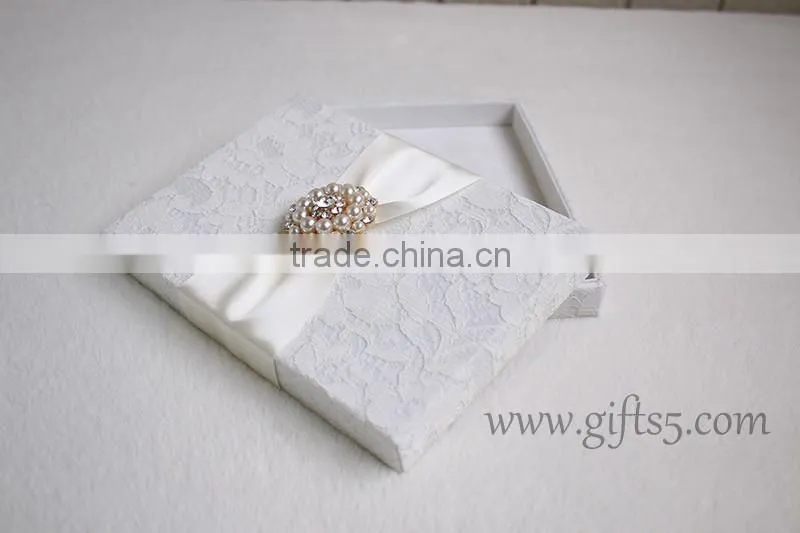 Unique White custom wedding invitation card box