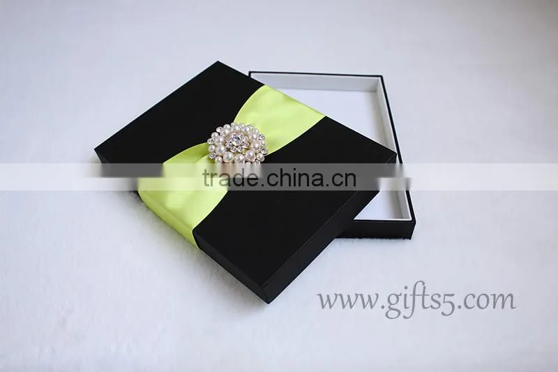Elegant black packaging boxes for wedding invitations