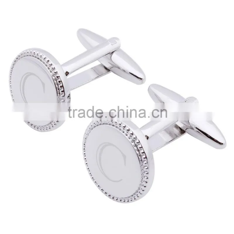 2016 wholesale laser letter mental silver cufflinks