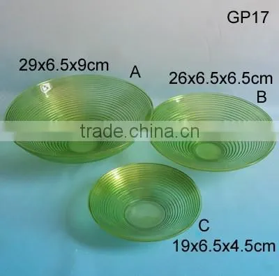 Green colored wide mouth glass bowl for dinner