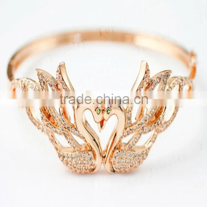 CZ Diamond Solid 925 Sterling Silver Rose Gold Plated Bangles Artificial bangles