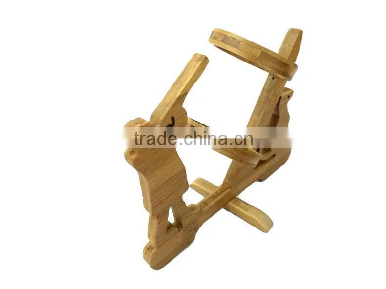 WR024/100% Bamboo Material Hot Sale Huntsman Shaped Folding Bamboo Wine Rack