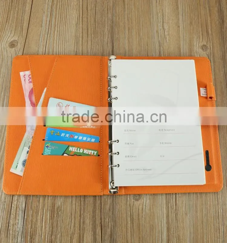 custom 6 ring PU faux custom notebook/leather note book