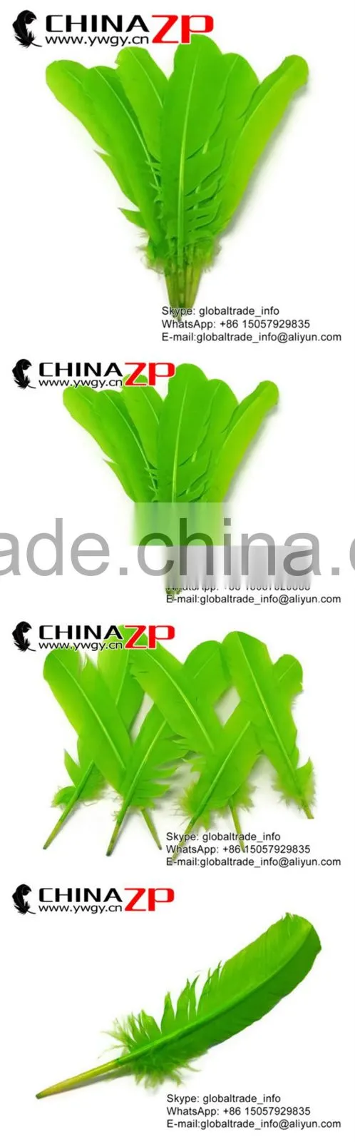 CHINAZP Wholesale Cheapest Bulk Dyed Lime Green Solid Color Turkey Feather for Fashion Decoration
