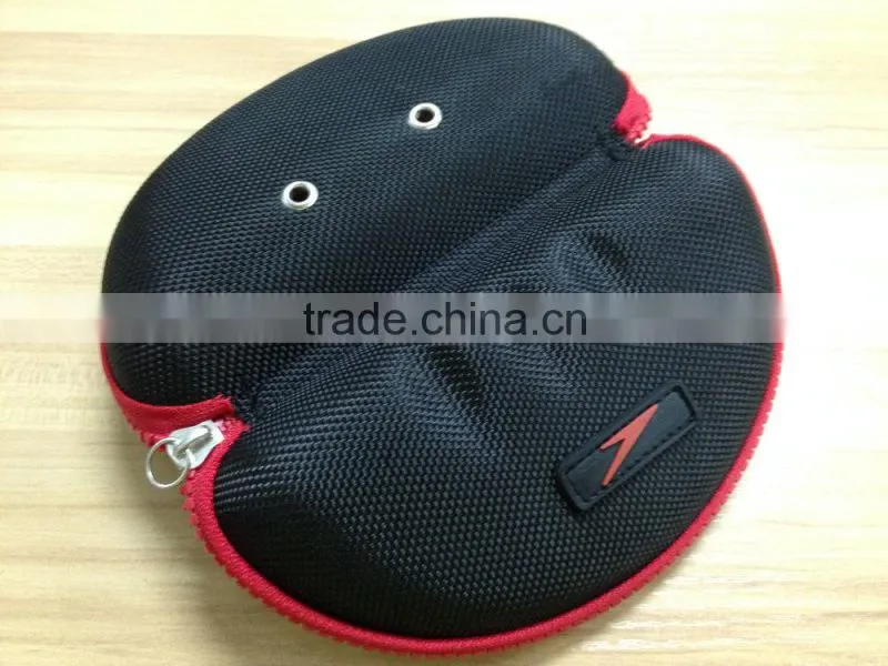 GC--Red zipper with 1680D knitted fabric eva glasses hard case