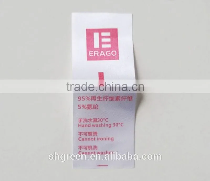printing single side washing content neck label tags