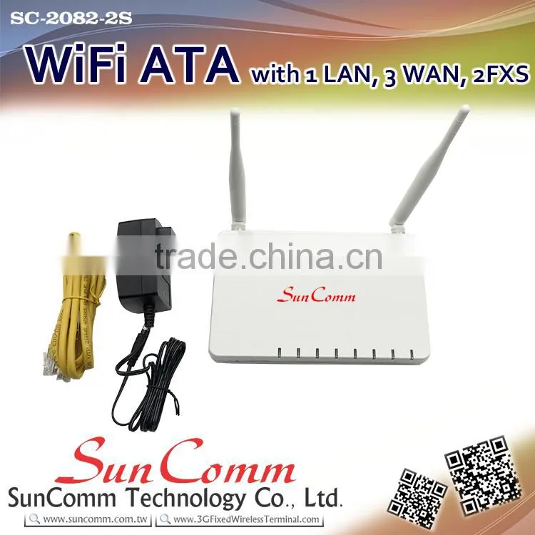SC-2082-2S with 1 WAN, 3 LAN, 2 FXS WiFi VoIP ATA