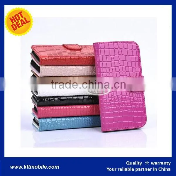 Two mobile phones leather case with diamond shape for Alcatel Pixi 4, KLT wholesale custom leather mobile card holder case cover