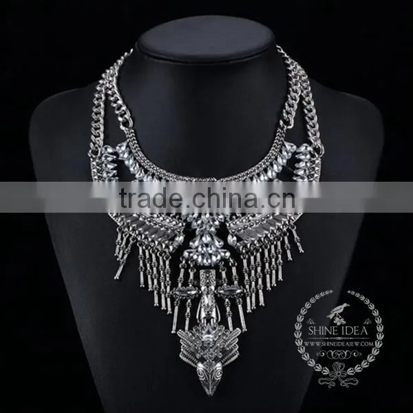 high quality vintage rhinestone chunky statement necklace tin alloy fashion women pendant necklace 6390062