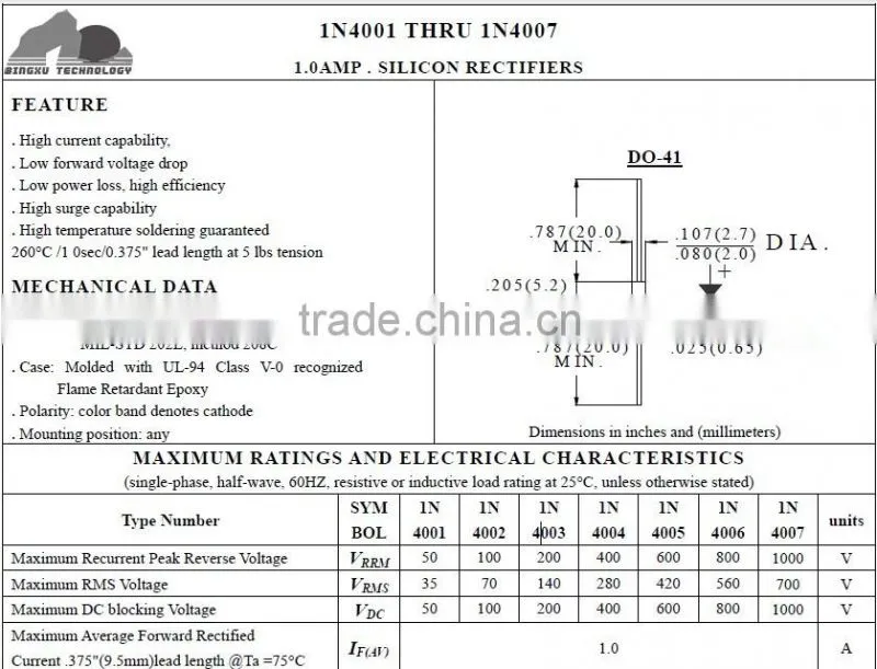 standard recovery rectifier 1N4007