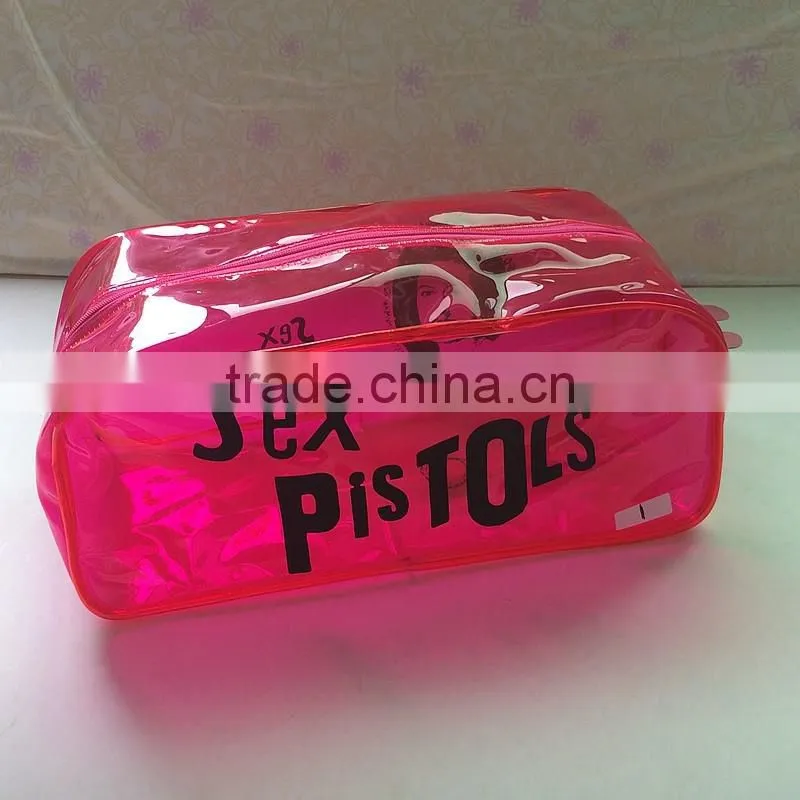 wholesale fuschia printed pvc pouch with zipper
