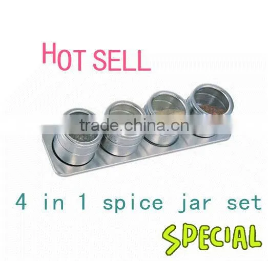 Magnetic spice jar set with stand - 4 in 1