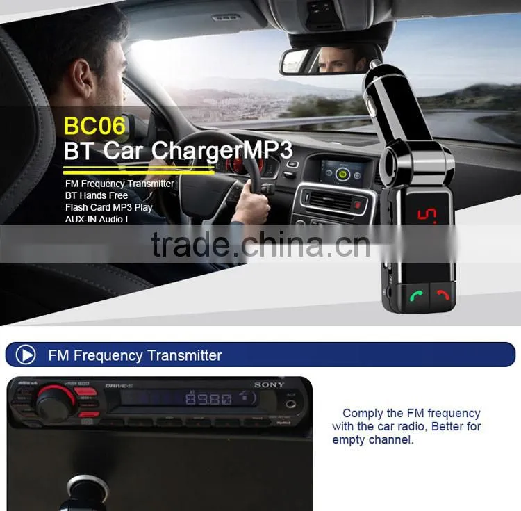 fm Radio Stereo Adapter bluetooth car charger with Handsfree Calling and USB Charging Port Up to 2.1A