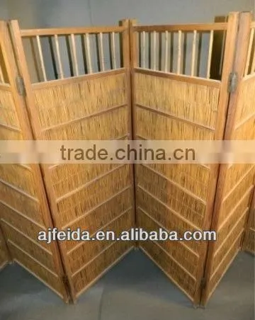 Antique Bamboo and Cedar Japanese Six-Paneled Folding Screen, bamboo screen