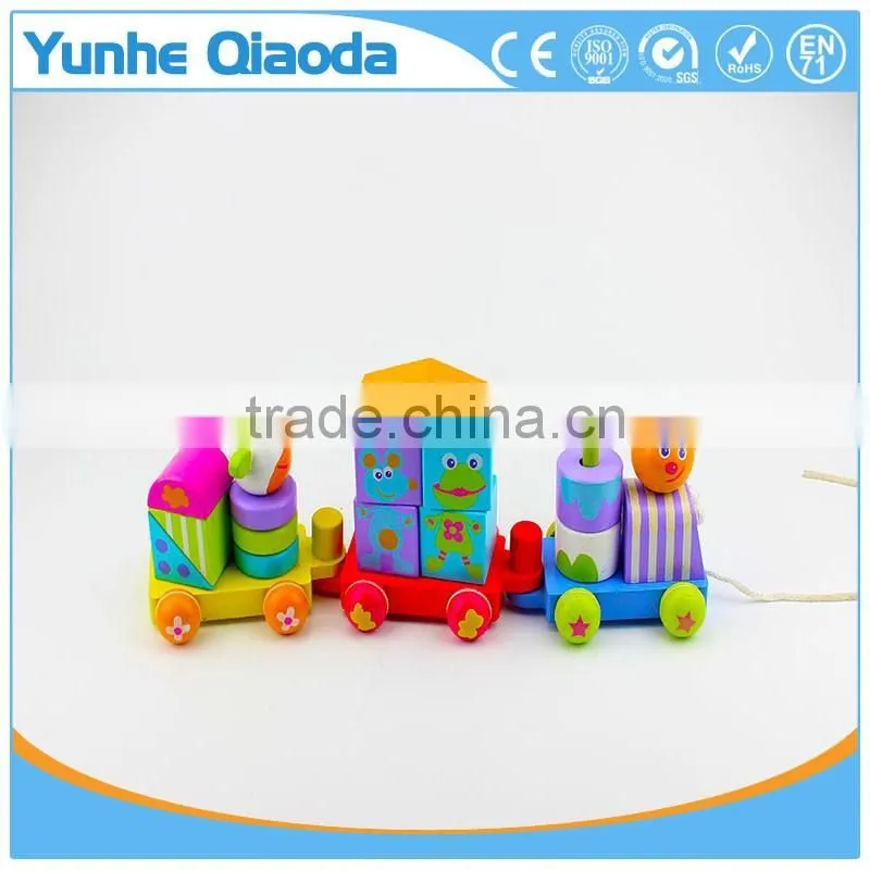colorful Wood stocking Train Toys animal shape Blocks Education Gift