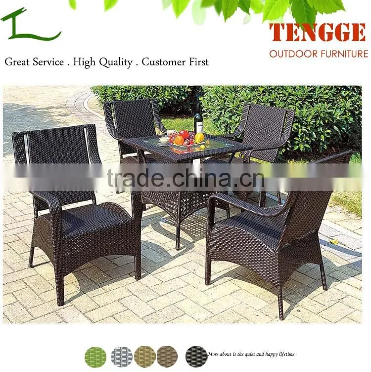 Outdoor 5 Pieces Wicker Rectangular Dining Chair Set Includes 4 Side Chairs