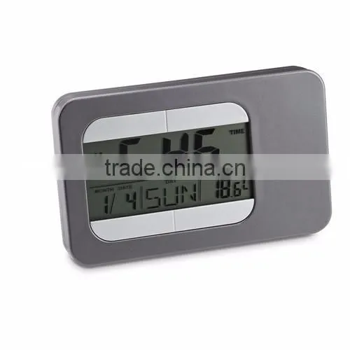 digital desk clock with calendar and thermometer