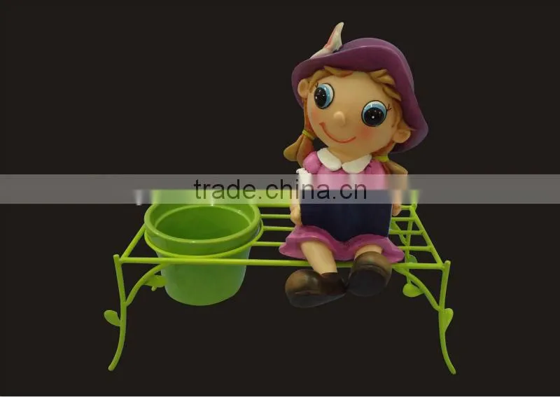 2014 new product cartoon girl with ceramic plant pot hydroponics flower pot