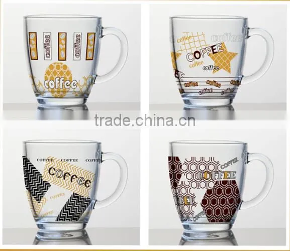 6oz 8oz 10oz 12oz Caffe Latte Espresso Cappuccino color printing glass coffee mug