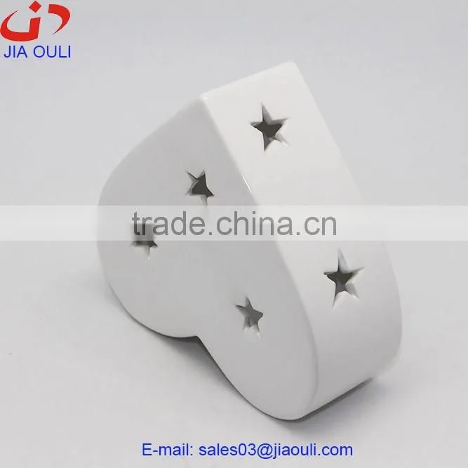 Promotional home decoration white ceramic heart