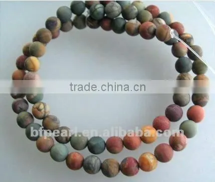 wholesale 16" 6mm smooth round Picasso jasper beads
