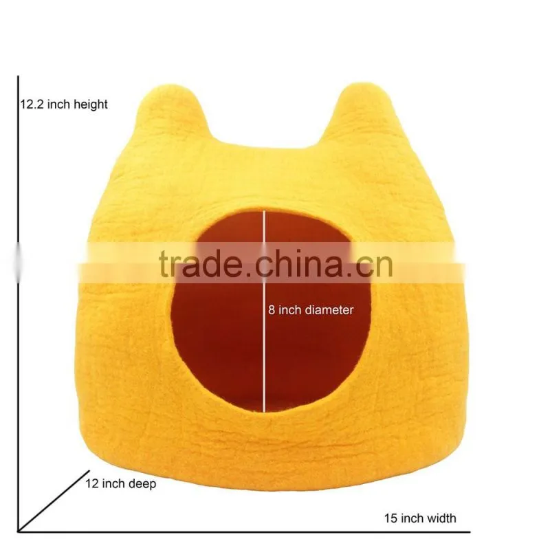 Cats House Handmade Cat Bed Natural Wool Felt Comfy Cave for All Cats and Small Dogs Machine Washable
