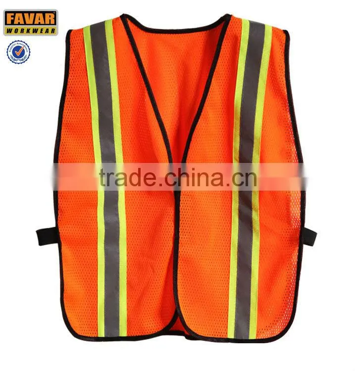 china orange hi-vis reflective mesh vest for men