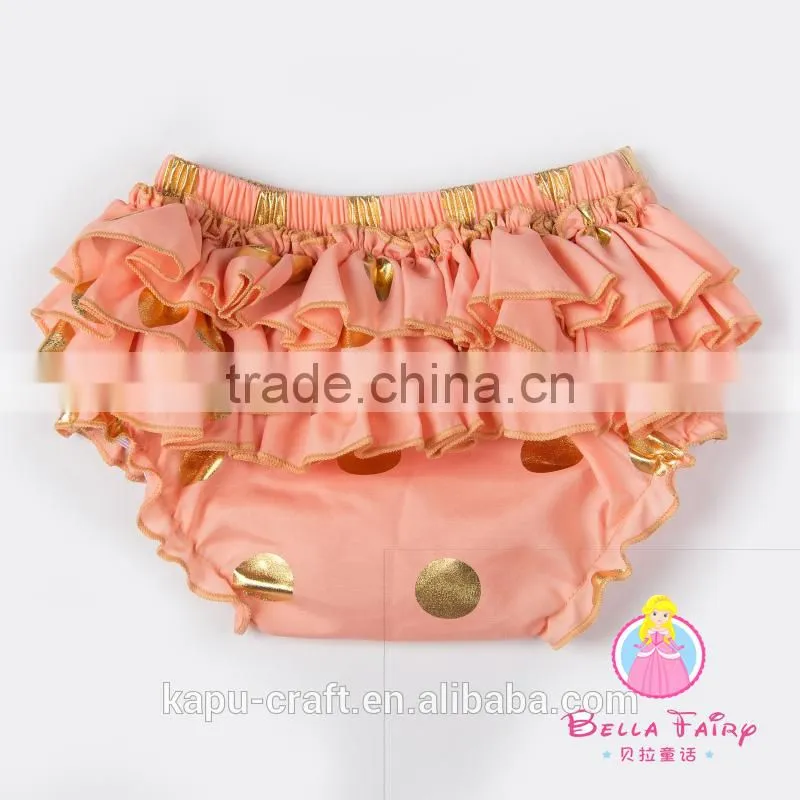 wholesale baby ruffle shorts children's clothing Gold polka dot Baby Bloomer