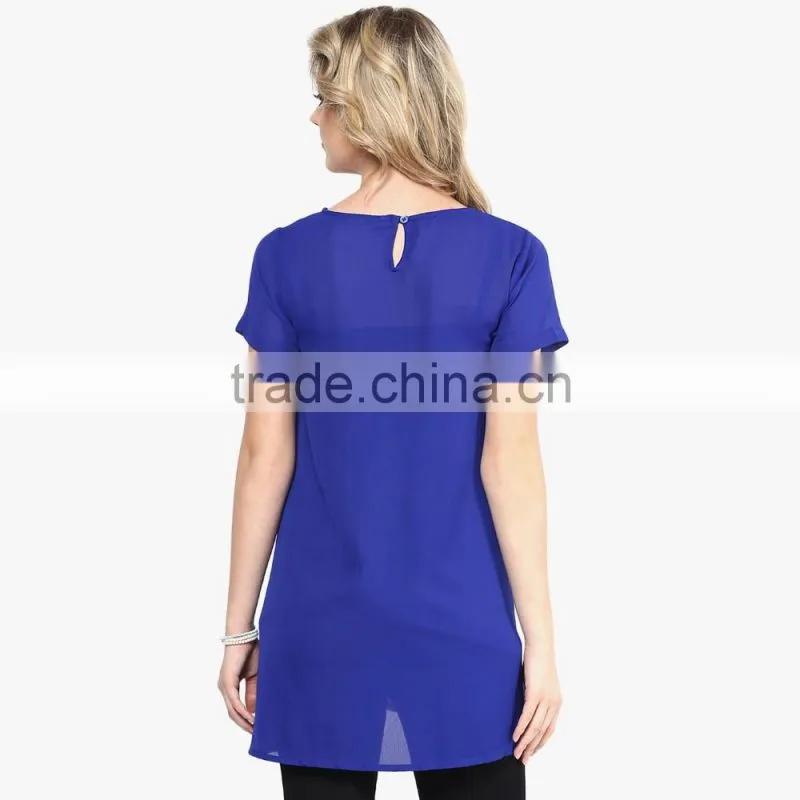 blue short sleeve tops maternity dresses for office lady
