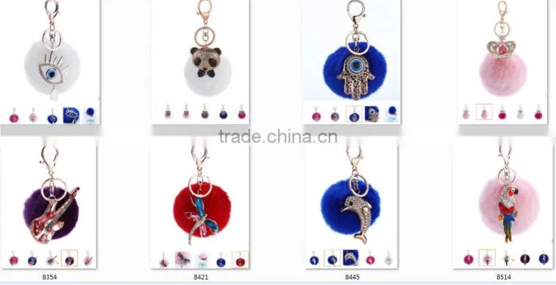 shiny unicorn horse animal fur pom pom keychain bag charms unique faux fur ball bag charms 2017 keychain premium gifts