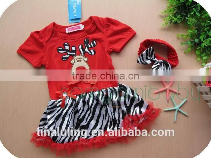infant baby girls deer pattern romper and dress with hairband