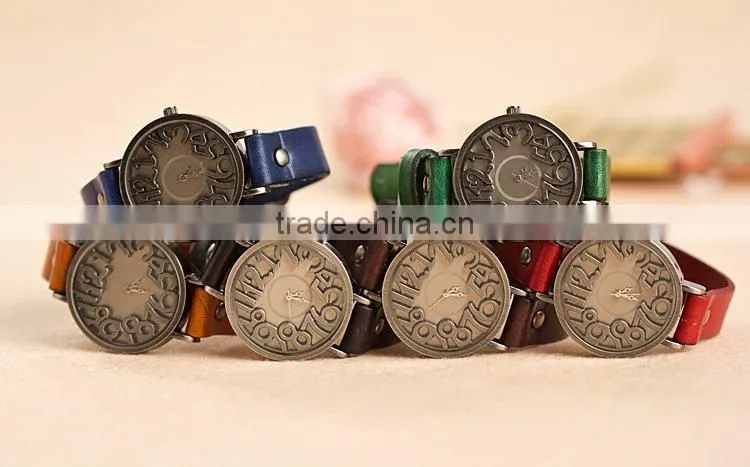 2015 new Vintage watches for Women Men leather bracelet quartz watch Top Quality Woman watches Digital clock-BL020 Free shipping