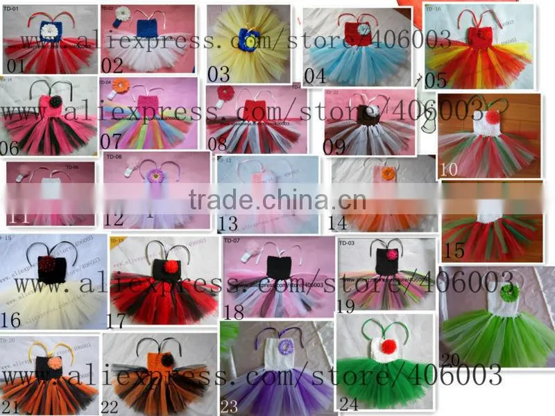 tulle handmade flower crochet dress boutique party dress kids for wedding