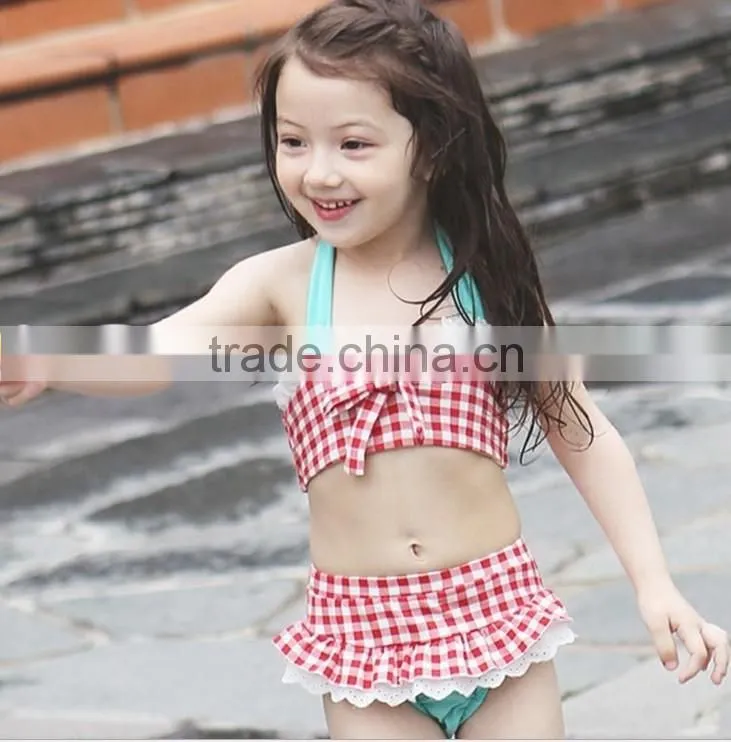 Boutique kids girls swimwear 2016 beach wear children swimsuit white polka dot bathing suit playsuit