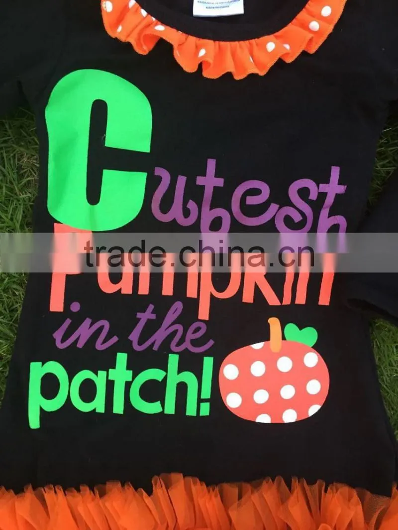 NEWEST kids black dress girls pumpkin dress girls halloween dress pumpkin in the patch dress with necklace and headband
