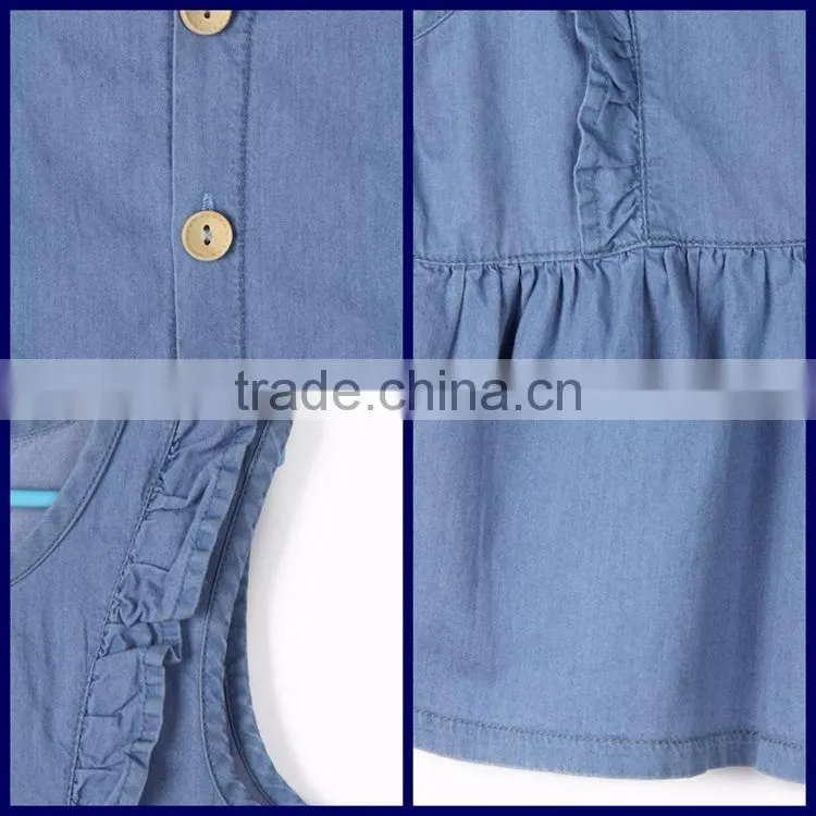 New design children's skirt , classic round neck pure light blue child dress