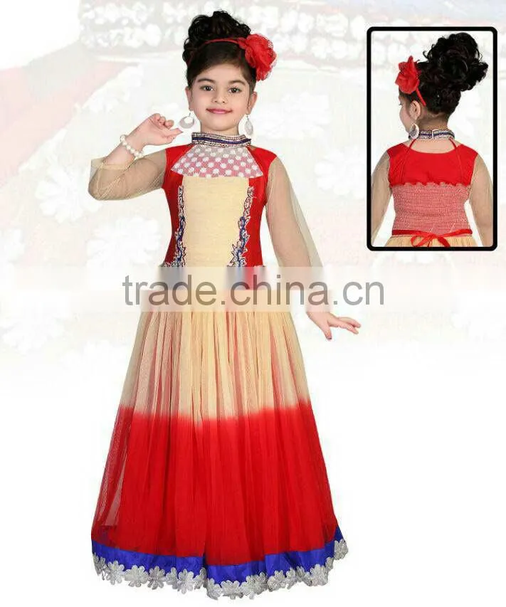 Lovely Red color with orange design at neck salwar kameez sizzling Girls Ready Made