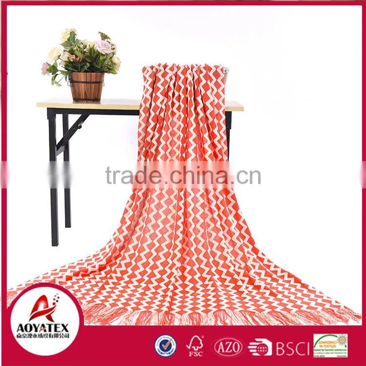 Low price most popular acrylic throw knit blanket