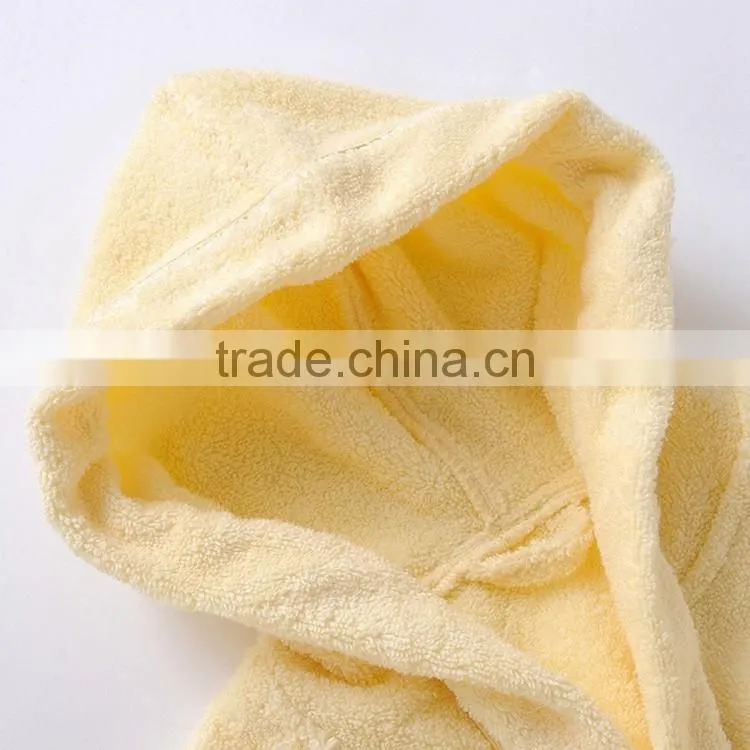 kid bathrobe hooded woven solid cotton terry