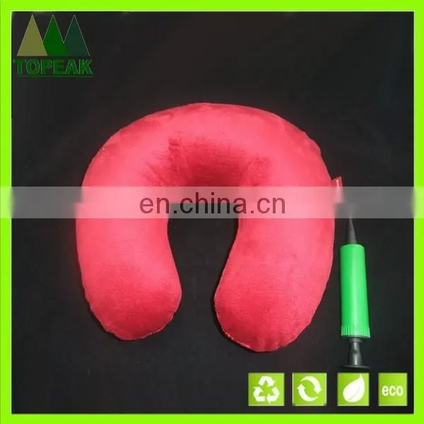 Inflatable U-shape PVC velvet cover inflatable Travel neck pillow