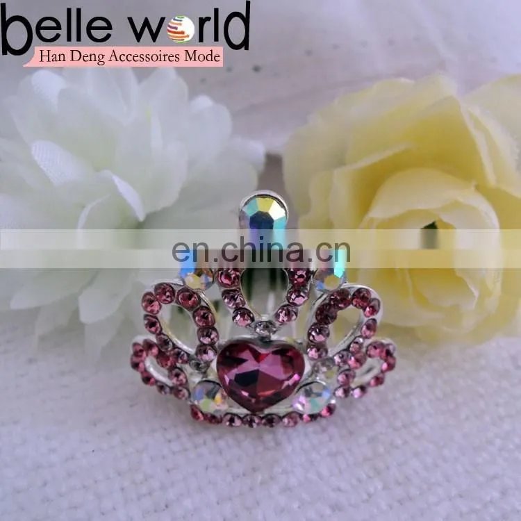 2 Colors Mini Rhinestone Crystal Crown Hair Comb Clip
