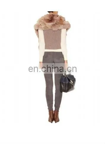 dyed rabbit fur cape kintted vest/quality+OEM+ODM