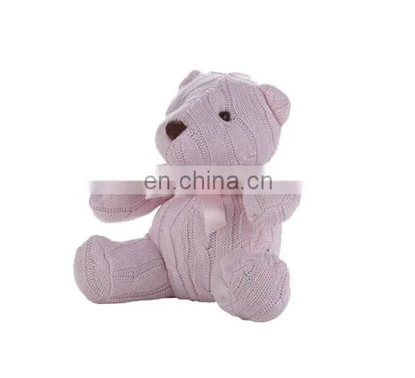 Baby gift pink knit teddy bear UK