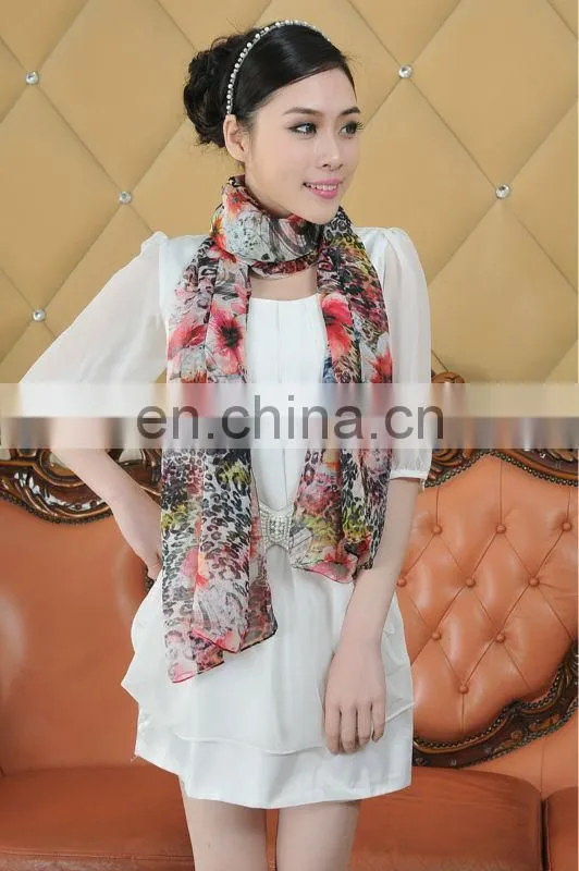 Fashion Digital Printed Chiffon Scarves For Ladies