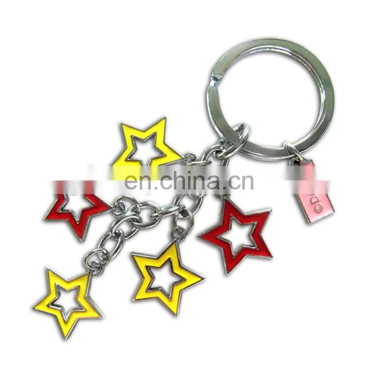 Customize metal spinner letter r flower star keychain projector for kids